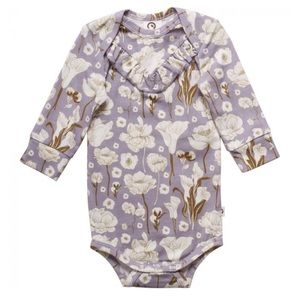 Musli by green cotton lily bodysuit purple lilies Sz 9-12 mo
